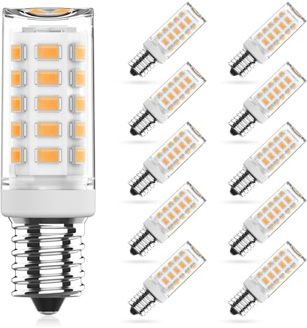 RuLEDne E14 LED Lampen Warmweiß 2700K, 4W Ersatz Für Halogenlampe 40W 50W, E14 LED Leuchtmitte AC 230V Mini Glühlampe, CRI 85+, Kein Flackern 520LM, Nicht Dimmbar, 10er Pack