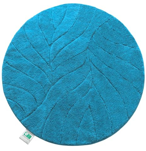Floordirekt Badteppich - extra flauschig & schnelltrocknend - Badezimmerteppich mit rutschhemmender Rückseite - Badematte Duschvorleger (Maris) (Türkis, rund 120 cm)