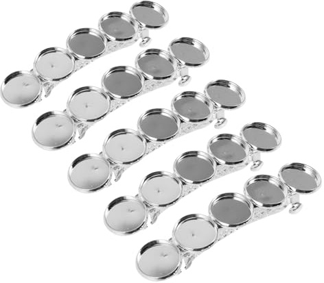 TEHAUX 5 Stück Teiliges DIY Haarklammer Zubehör Kleine Runde Haarklammer Basen mit Rillenabdeckung Stabiler Halter für Schmucksteine Vielseitig für Individuelles Haarstyling für Bastler