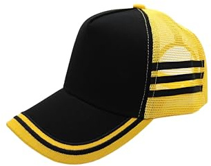 Retro Trucker Cap - Schwarz & Gelb Vintage Mesh Baseballmütze für Fasching & Freizeit