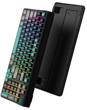 Kelisdi Gaming Keyboards with Tactiles Feedbacks Volumes Scrolls Wheel Dynamic RGBs Lighting 97Key Space Saving Cord Design RGBs Backlits Keyboards