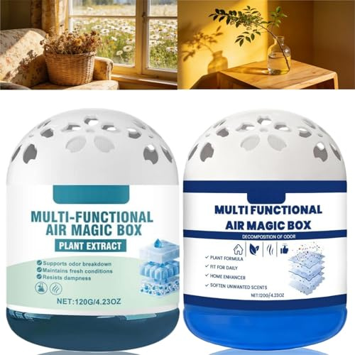 2PCS Air Purifier for Bedroom & Home,Automatic Air Freshener & Dust Remover Magic Box,Multifunctional Dust Collector and Cleaner with Air Freshener Gel,Air Purification Dust Removal#Green&Blue