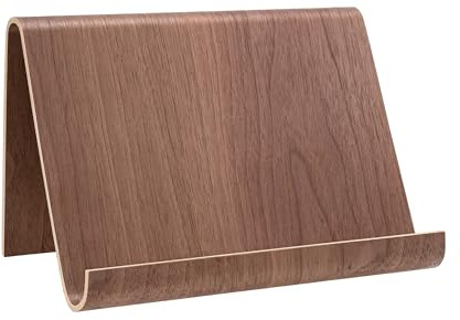Bonetti Universal Tablet-Halterung aus Holz & Buchständer | modernes Curved-Design | edles Echtholz-Furnier für E-Reader & Tablets | ca. ca.26 x 16 x 16 cm (Wallnuss)
