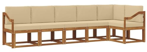 vidaXL Outdoor-Sofagarnitur mit Kissen 6 pcs Natur und Beige, Modernes Garten-Sofa, Langlebiges Outdoor-Sofa-Set, Lounge-Möbel für die Terrasse, Bequeme Sitzgelegenheiten