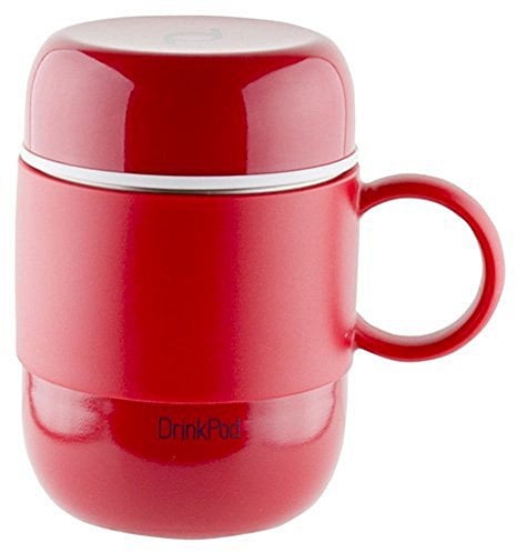 DrinkPod mug isotherme avec manche en acier inoxydable à double paroi sans BPA – 0.28L, rouge, 6 heures chaud ou froid