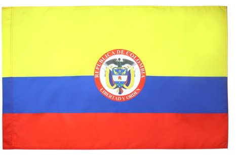 AZ FLAG Bandera de Colombia con Armas 90x60cm para Palo - Bandera Colombiana 60 x 90 cm