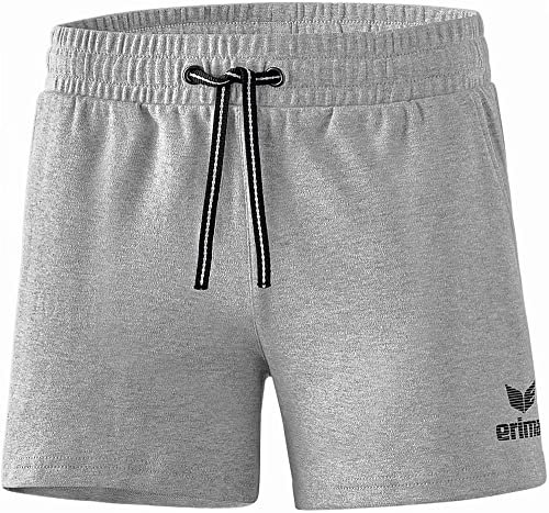 ERIMA Damen Shorts Essential Sweatshorts, hellgrau melange/schwarz, 44, 2321801