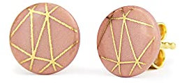 lille mus Porzellan-Ohrstecker GEO - Altrosa/Gold
