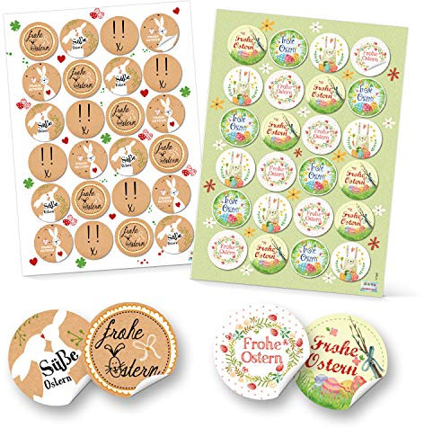 Logbuch-Verlag 48 Ostern Aufkleber braun bunt I Ostersticker Oster Geschenk Etiketten Ø 4 cm