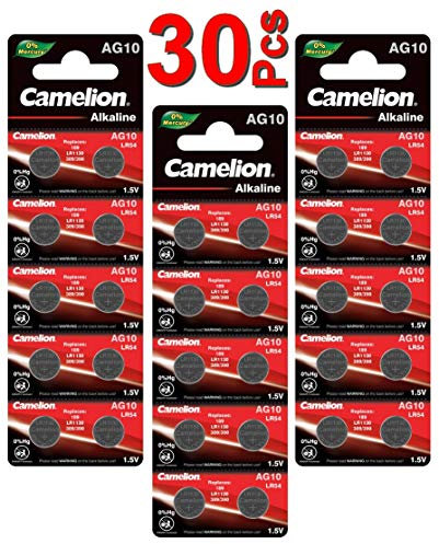 LOT en Paquet 30 Piles Bouton alcaline LR1130 AG10 Liseuses, Montres, calculatrices, caméras, pointeurs sans Mercure