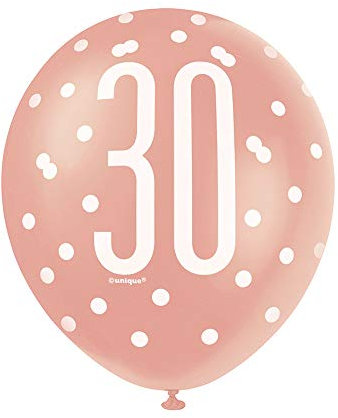 Stunning 30th Rose Gold Latex Balloons (30cm) - Perfect for Birthday, Annivesaries & Memorable Celebrations - 6ct