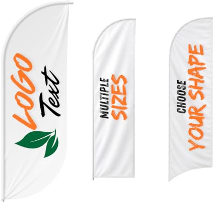 Fahne selbst gestalten mit Foto - Beachflag Personalisiert 370x80cm/CX | Werbesegel personalisieren, Werbeflagge mit Logo, Text; Werbefahne für Firma, Event; ohne Fahnenmast