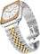baozai Compatible with Apple Watch 49mm 45mm 44mm 42mm, Solid Stainless Steel iWatch Band Replacement for Apple Watch Ultra2/Ultra & Series 9/8/7/6/5/4/3/2/1/SE for Men, Silver/Gold, 49mm/45mm/44mm