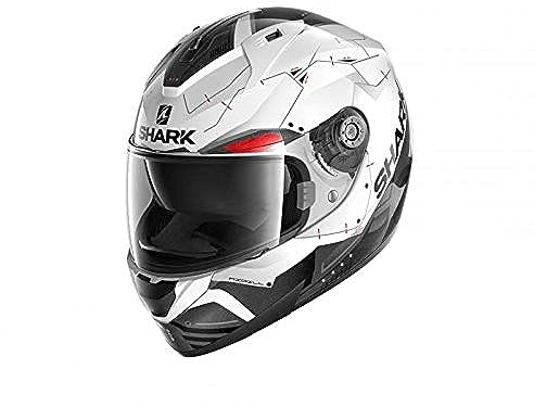 SHARK Herren NC Motorrad Helm, Schwarz/Weiss/Rot, XS
