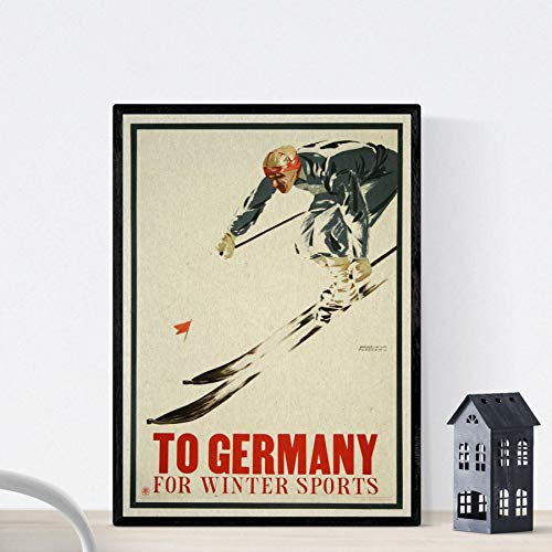Nacnic Vintage Poster Vintage Poster Europa. Wintersport in Deutschland. A4-Format