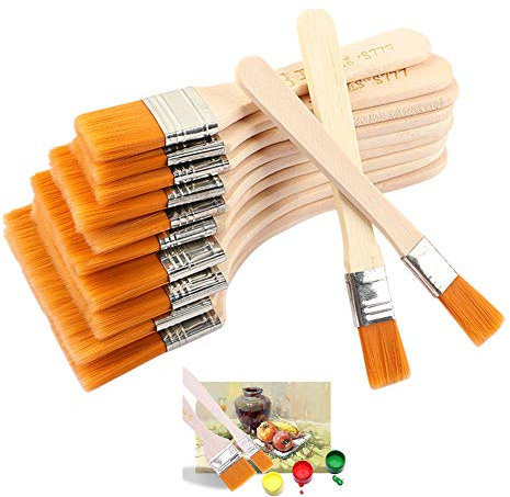 12 pennelli in nylon per olio, grandi, medi, piccoli, per artisti, piatti, per pittura acrilica, olio, acquerello e guazzo