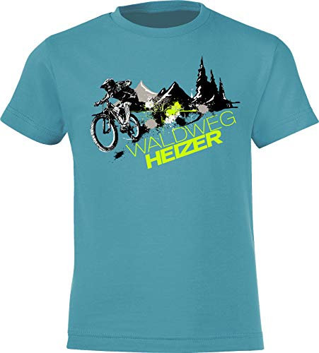 Fahrrad T-Shirt Kinder - Waldweg Heizer - Mountainbike - Sportbekleidung Jungen & Mädchen - Outdoor Kleidung (Swimming Pool 122-128)
