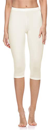 Merry Style Damen Leggings 3/4 aus Baumwolle mit Stretch – Leichte Capri Leggings Damen aus atmungsaktiver, elastischer Baumwolle, ideal für Yoga Sport Freizeit Reisen MS10-199 (Ecru,3XL)