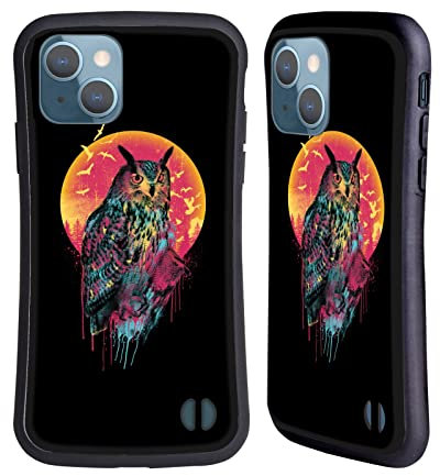 Head Case Designs Licenza Ufficiale Riza Peker Civetta Mezzanotte Animale Astratto Custodia Cover Ibrida Compatibile con Apple iPhone 13