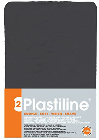 Jacques Herbin 7950T - Plastiline, 750g, Härte weich, ideal zum Modellieren, 100% wiederverwendbar, Schwarz
