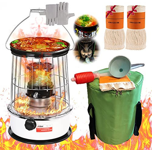 Petroleumofen Heizung Heizer mit Umfallschutz, Effizienter Petroleumofen für InnenräUme Tragbarer Campingkocher Zum Heizen mit 2 Docht Für Patio Camping Barbecue, Heizung Ohne Strom,Upgrade weiß 6l