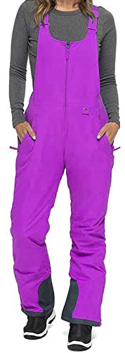 FeMereina Donna Isolato Resistente all'acqua Sci Neve Bib Pantaloni Antivento Zip Anteriore Tuta Snowboard Pantaloni Tuta Inverno, Viola, S