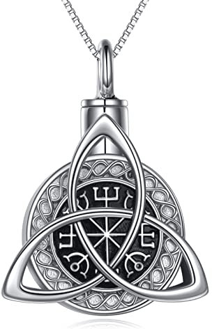 YAFEINI Keltische Urnenkette 925 Sterling Silber Asche Anhänger Kette für Asche Amulett Schutz Wikinger Denkmal Feuerbestattung Urne Halskette Schmuck