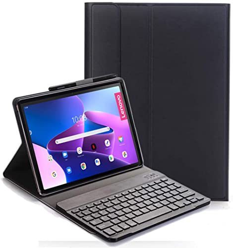 YHFZR Spanish Keyboard Case Ñ für Lenovo Tab M10 Plus 3rd Gen, Spanish Slim Keyboard Case mit magnetisch abnehmbarem drahtlosem Bluetooth für Lenovo Tab M10 Plus 3rd Gen 10,6'' TB-125/128FU, Schwarz