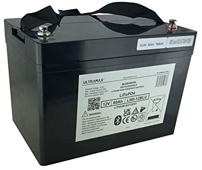 ULTRAMAX LI60-12BLU, 12V 50Ah Lithium LiFePO4 Battery WITH BLUETOOTH Upgrades AGM