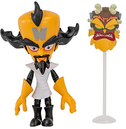 BANDAI Crash Bandicoot Action Figures Dr Neo Cortex With Mask | 11cm Dr Neo Cortex Toy With Mask And Stand Accessories | Collectable Figures As Merchandise And Video Game Gifts