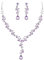 Clearine Halskette Ohrringe Set Hochzeit Braut Blatt Kristall schmuck-Set Lila Silber-Ton