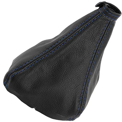 AERZETIX - C64633 - Schalthebelmanschette aus echtem schwarzem leder - kompatibel mit Fiat Panda 3 169 2003-2012 - farbe: schwarz mit blauen nähten - für manuelles getriebe