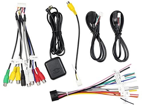 Android Radio Wiring Harness Kit with 16 Pin ISO Car Radio Wire Harness, 10/20 Pin RCA Back Camera Adapter, 4/6 Pin USB Cable and GPS Antenna Cord