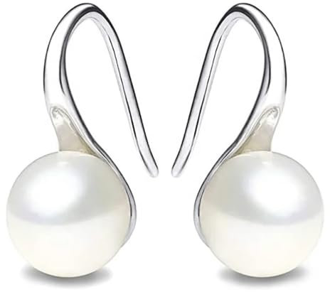 ®Pendientes Perla Mujer Plata de ley 925 Elegantes Regalo Mujeres Pequeños Pendientes Plata Mujer regalo navidad san valentin