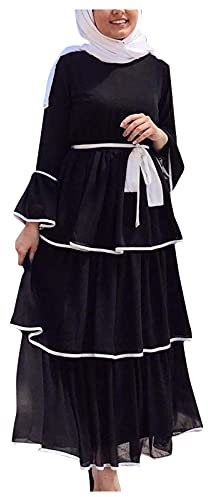 Hijab Kleid Muslimisches Kleider Damen Lang Langes Gebetskleid Abaya Muslim Ramadan Drucken Einfarbig Strickjacke Kleid In Voller Länge mit Hijab