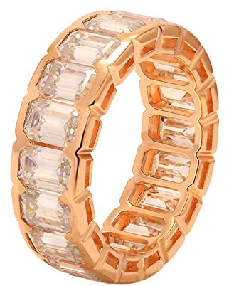 Epinki Ring 585 Rose Gold, Ewigkeitsring Memoirering Eheringe mit Moissanit 0.6ct, Smaragdschliff, 14K Gold Freundschaftsringe Verlobungsring Trauringe für Damen, Rose Gold, Gr.53