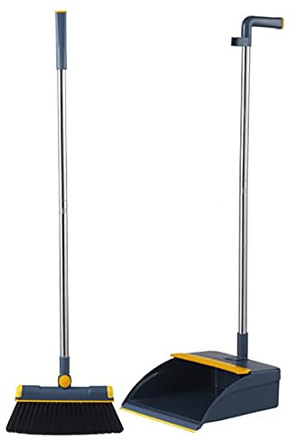 Besen und Kehrschaufel, Besen mit rotierendem Kopf mit Zähnen, Stehbesen und Schaufel für Zuhause, Haushaltsreinigung