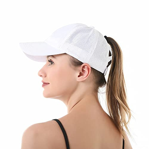 SJTJSPX Cappellino da baseball a coda di cavallo da donna, visiera a maglia traspirante, asciugatura rapida, cappello da sole estivo anti-UV, leggero, berretto sportivo, berretto da golf tennis