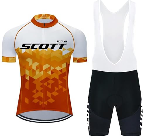 Moxilyn Fahrradtrikot Kurzarm Set für Herren Radtrikot T Shirt Radsport Radtrikot Set Fahrrad Trikot Kurzarm+Radhose mit 4D Gel,Ursprüngliche Gaze Radjacke und Radhose,MTB Radtrikot