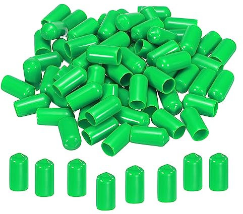 sourcing map 50 Stück Gummi Endkappen 10 mm PVC Vinyl Kunststoff Schutzkappen Abdeckung für Schrauben Bolzen Gewinde Metallstäbe Elektrokabeln Drahtseile Bowdenzug Rund Rohr Zaunpfosten, Grün