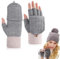 mizikuu Fingerlose Handschuhe, Convertible Warm Strick Halbfinger Handschuhe Damen Winterhandschuhe mit Flip Top Touchscreen Halbfinger Fäustlinge Sports Gloves für Kaltes Wetter, Grau
