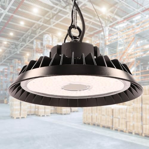 LED High Bay Hallenstrahler 200W mit PREMIUM-Marken-Treiber dimmbar (1-10V) neutralweiß 4000K 30.000lm 150lm/W 120° IP65 UFO Industrielampe Werkstattbeleuchtung Ø324xH136mm 5 Jahre Garantie