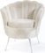 WFL GROUP Samt Sessel Muschel mit Golden oder Silber Metallbeinen - Weicher Armlehnstuhl für Wohnzimmer - Elegant Polstersessel Muschelform - Soft Cloud Set - Silber Beinen - Beige