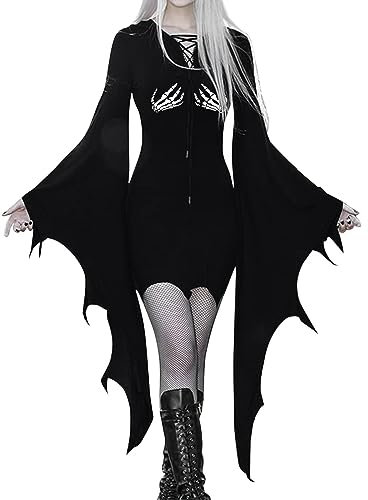 Cvanxluy Halloween Kostüm Damen Vampir Hexen Teufel Halloween Karneval Kostüm Damen Cosplay Sexy Steampunk Partykleid Frauen Horror Retro Faschingskostüme Renaissance Kleid