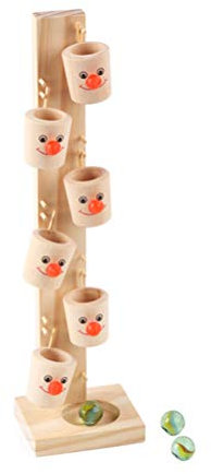 Clown-Marmor-Kugel-Laufbahn-Spiele für, Frühpädagogisches Holzspielzeug, Lustige Clown-Fässer (White)