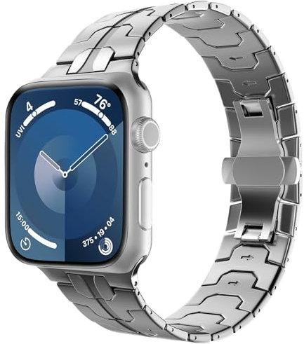 TiMOVO Cinturino Compatibile con Apple Watch Ultra 2 49mm /Ultra 49/46/45/44/42mm, Cinturino Regolabile in Acciaio Inox con Chiusura Pieghevole per iWatch Series 10 9 8 7 6 5 4 3 2 1 SE, Argento