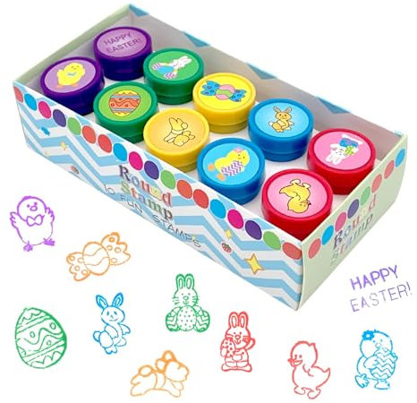 LAPONO 10 Pcs Stempel Kinder Selbstfärbend Ostereier Briefmarken Ostern Stempelset Tiere Niedliche Spielzeugstempel aus Plastik für Kinder Ostern Deko Ostern Geschenke Jungen Mädchen Spiel Spaß Hobby