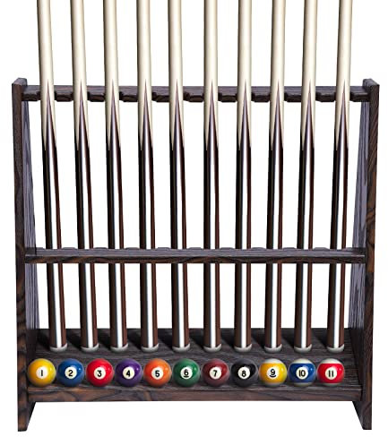 LOIRIIC Billard Queue Ständer, Billardqueue-Ständer Billard Pool Queue Rack aus Holz, Stick Ständer Billardqueue-Ständer Mehrloch Billardqueue Halterung Rack (10 Löcher)