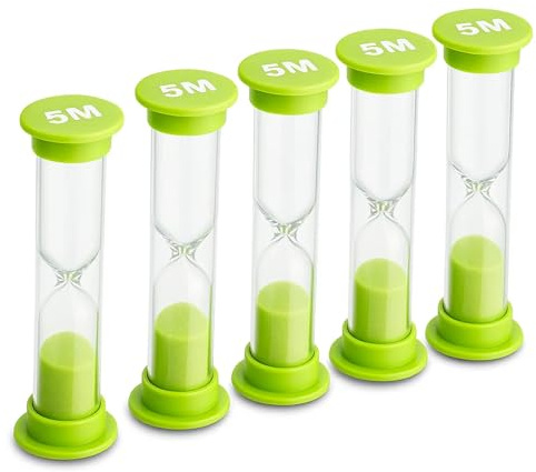 5 Minute Sand Timer, Plastic Hourglass Timer for Time Management | Visual Countdown Timer for Cooking, Games, Study, and Home or Office Use, Sand Timer Small Five Mins