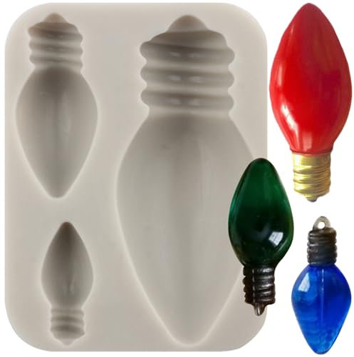 MINFEIDMS 3D Light Bulb Fondant Silicone Moulds Glossy Shiny Light Bulb Silicone Mould for Sugar Cake Decorating Cupcake Topper Chocolate Gum Paste Candy Polymer Clay